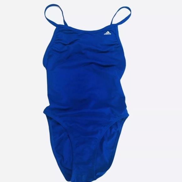 Adidas Solid Vortex-Back Sport Active One Piece Swimsuit Bright Blue Size 32/6. - Picture 4 of 9